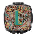 thumbnail image 1 of Letter L Retro Tribal Alphabet Initial Compact Mirror, 1 of 4