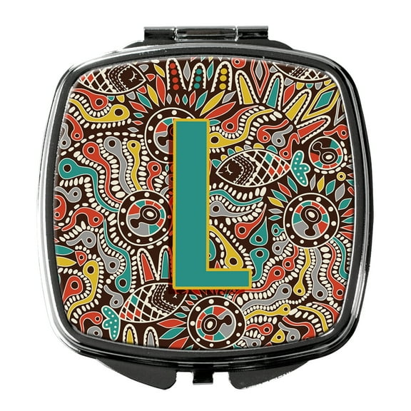 Letter L Retro Tribal Alphabet Initial Compact Mirror