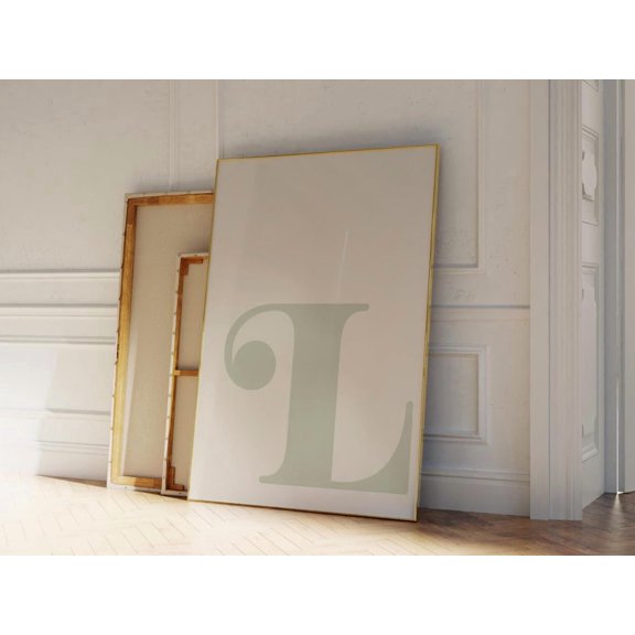 Letter L Sage Alphabet Wall Art Print, Nursery Dorm Initial Decor