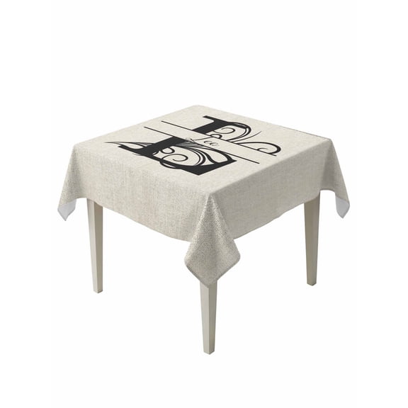Letter L Table Cloth, Monogram Words Waterproof Tablecloth for Square Tables, Reusable Washable Fabric Table Cover for Restaurant Kitchen Dining Tables 54"x54"