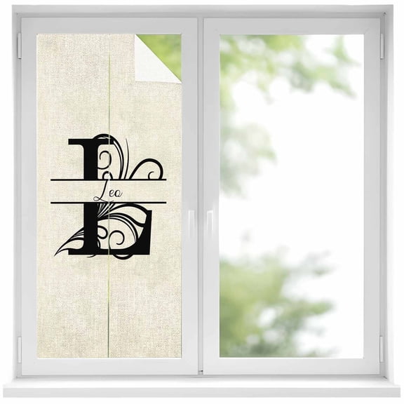 Letter L Window Privacy Film, Monogram Words Static Cling UV Sun Blocking Heat Control Window Tint Day and Night, Non-Adhesive Reusable One Way Windows Privacy Cover 19.6''x39.3''