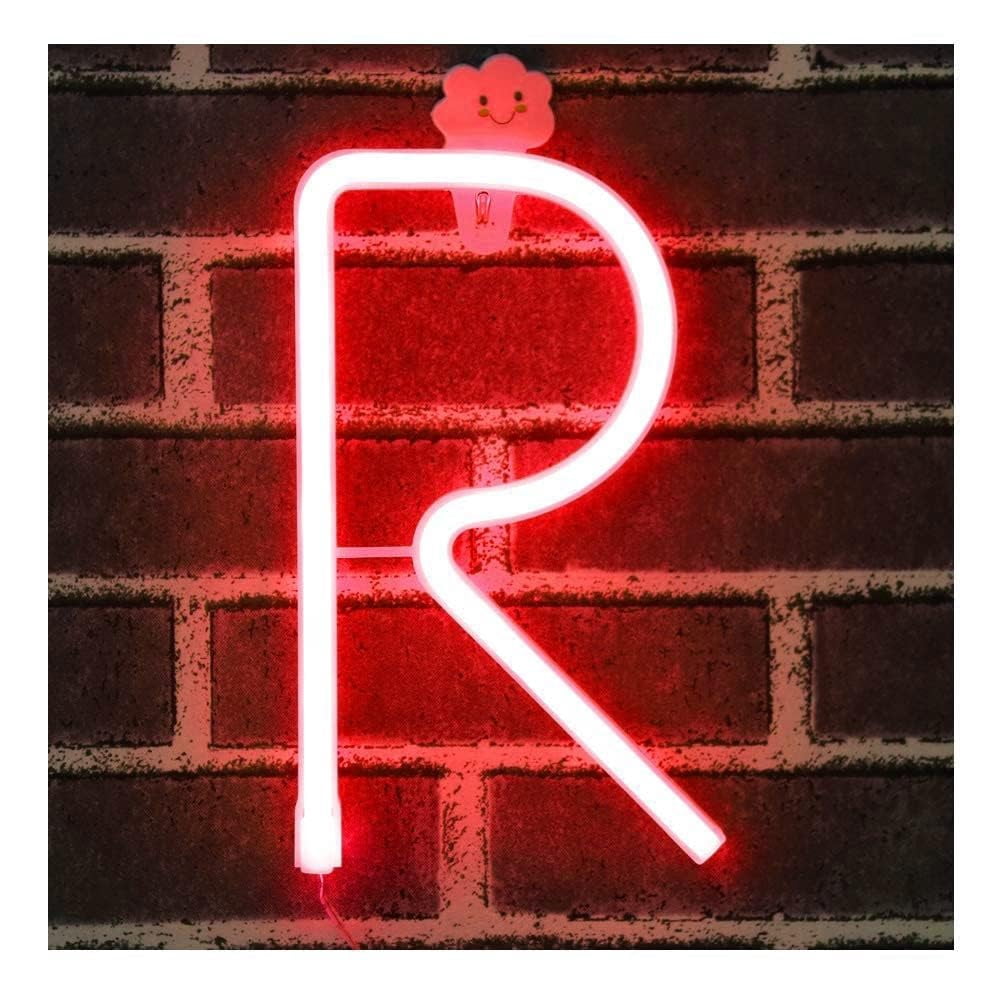 Letter Led Light,Red LED Alphabet Light, Battery & USB Powered Hanging ...