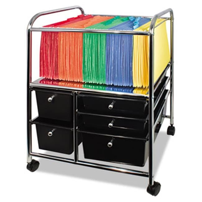 Black Metal Letter-Legal File Cart with 5 Storage Drawers