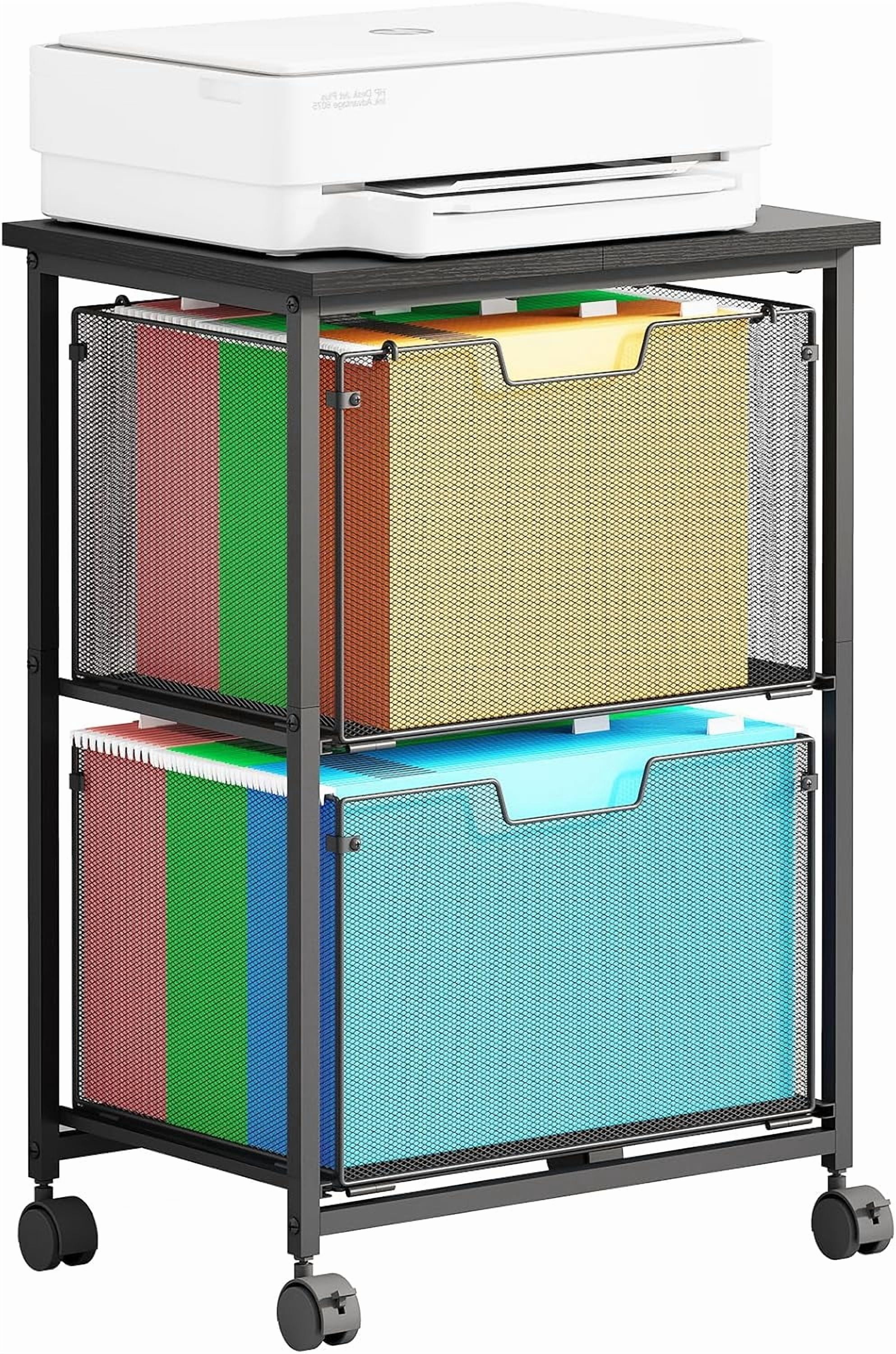 Letter/Legal Rolling File Cart with 2 Storage Drawers, Under Desk ...