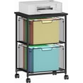 thumbnail image 1 of Letter/Legal Rolling File Cart with 2 Storage Drawers, Under Desk Storage, Vertical Filing Cabinet for Home Office, Hanging File Folders Organizer, Mobile Utility Cart Printer Stand, Black, 1 of 8