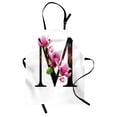 thumbnail image 1 of Letter M Apron Magnolia Florets Dignity and Nobility Expressing Flowers in Alphabet Design, Unisex Kitchen Bib Apron with Adjustable Neck for Cooking Baking Gardening, Pink Green Black, by Ambesonne, 1 of 3