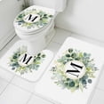 thumbnail image 1 of Letter M Bathroom Rugs Set Alphabet Green Eucalyptus Leaves Plant Simple Non Slip Absorbent Soft Bath Mats 3 Piece Set with Bathroom Rug, U-Shaped Floor Mat, Toilet Seat Cover Small Size, 1 of 9