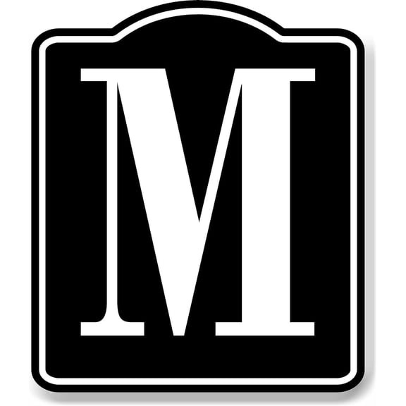 Letter M Bin Aisle Row Marker Label BLACK Aluminum Composite Sign, 8.5"x10"