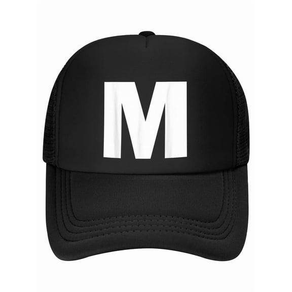 Letter M Capital Alphabet Monogram Initial Baseball Cap