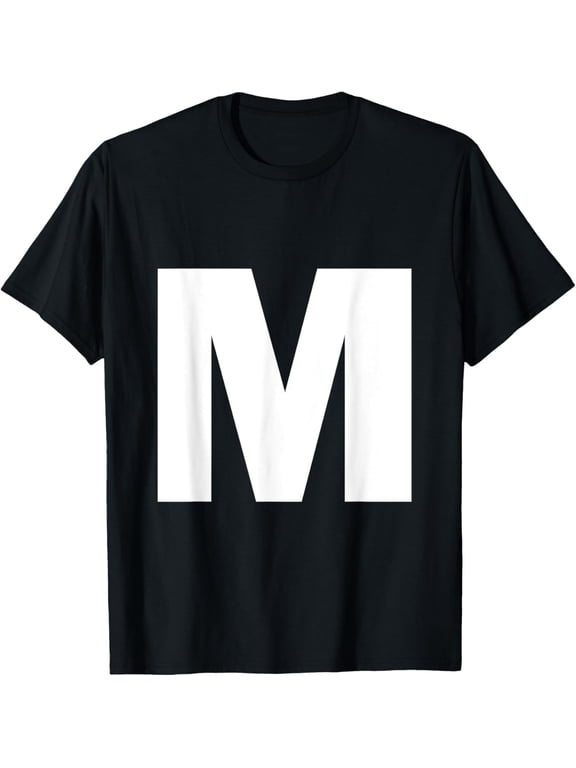 t-shirt Letter M Capital Alphabet Monogram Initial T-Shirt mens,black,women,funny,journey,Crew Neck, Short Sleeve,custom clothing patterns.gift