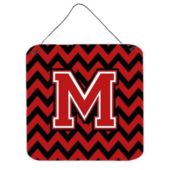 Letter M Chevron Black & Red Wall or Door Hanging Prints