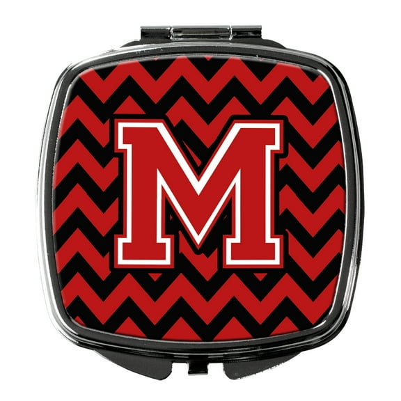 Letter M Chevron Black and Red   Compact Mirror