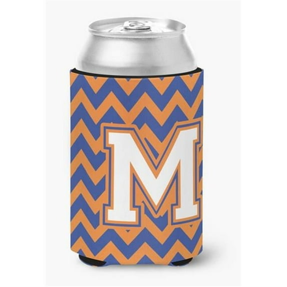 Letter M Chevron Blue & Orange No.3 Can or Bottle Hugger