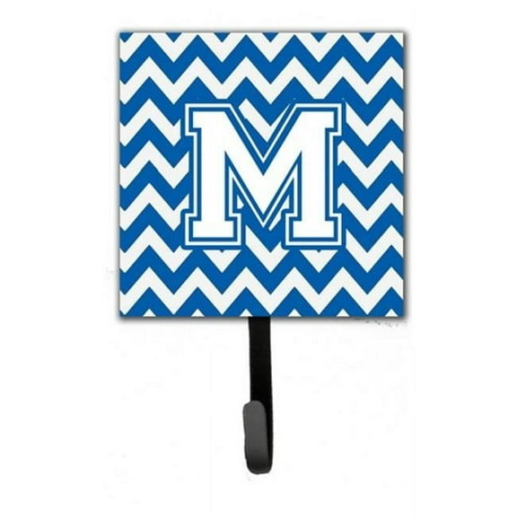 Letter M Chevron Blue & White Leash or Key Holder, 6 x 1.25 x 4.25 in.
