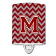 thumbnail image 1 of Letter M Chevron Maroon & White Ceramic Night Light, 1 of 1
