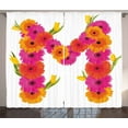 thumbnail image 1 of Ambesonne Letter M Curtains 2 Panel Set, Gerbera Flowers Tulips, 108" x 96", Hot Pink Orange Green, 1 of 3