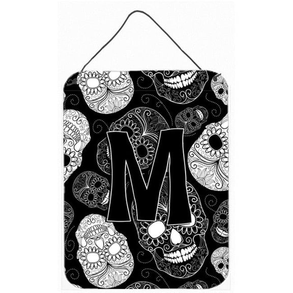 Letter M Day Of The Dead Skulls Black Wall and Door Hanging Prints