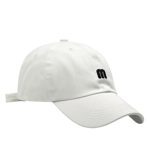 Letter M Embroidered Soft Top Baseball Cap Curved Brim Sunshade Adjustable Dad Hat for Men Women