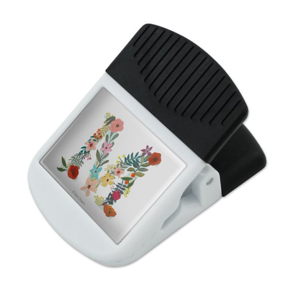 Letter M Floral Monogram Initial Refrigerator Fridge Magnet Magnetic Hanging Hook Note Snack Clip