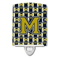 thumbnail image 1 of Letter M Football Blue & Gold Ceramic Night Light, 1 of 1