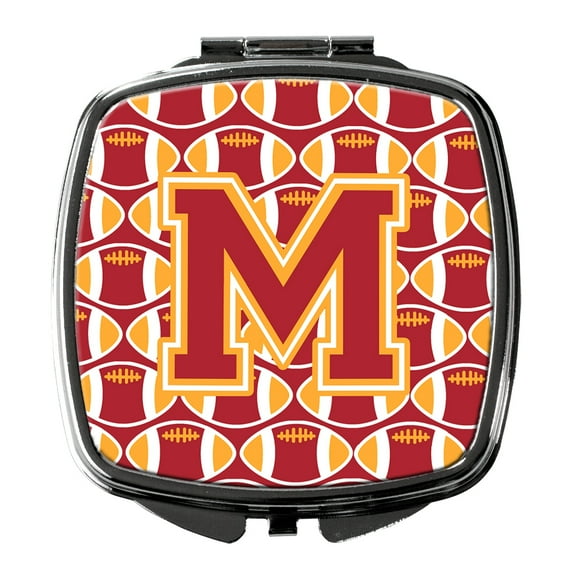 Letter M Football Cardinal and Gold Compact Mirror