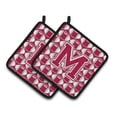 thumbnail image 1 of Letter M Football Crimson - Grey & White Pair of Pot Holders - 7.5 x 3 x 7.5 in., 1 of 1