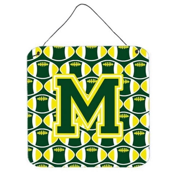Letter M Football Green & Yellow Wall or Door Hanging Prints
