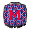 thumbnail image 1 of Letter M Football Harvard Crimson and Yale Blue Compact Mirror CJ1076-MSCM, 1 of 4