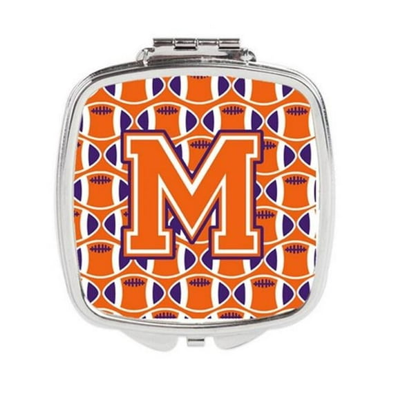 Letter M Football Orange - White & Regalia Compact Mirror