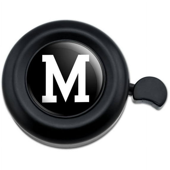 Letter M Initial Black White Bicycle Handlebar Bike Bell