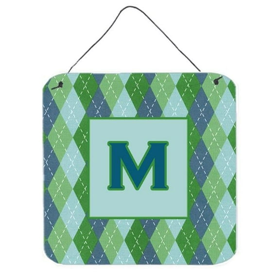 Letter M Initial Monogram - Blue Argoyle Aluminium Metal Wall Or Door Hanging Prints