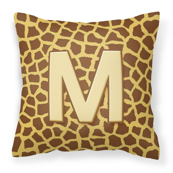 Letter M Initial Monogram - Giraffe Fabric Decorative Pillow