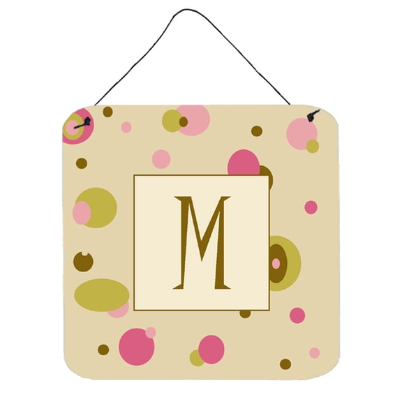 Letter M Initial Monogram - Tan Dots Wall or Door Hanging Prints