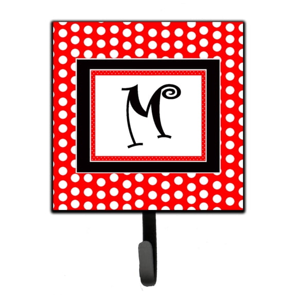 Letter M Initial - Red Black Polka Dots Leash or Key Holder