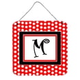 thumbnail image 1 of Letter M Initial  - Red Black Polka Dots Wall or Door Hanging Prints, 1 of 1