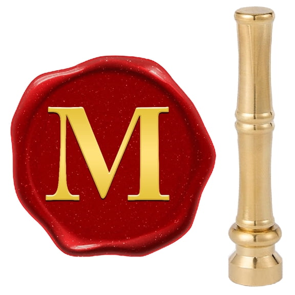 Letter M Initials Sealing Wax Stamp Al abet Wax Seal Stamp Classic Vintage 26 Letters A-Z 15mm Removable Brass Head with Bamboo Metal Handle
