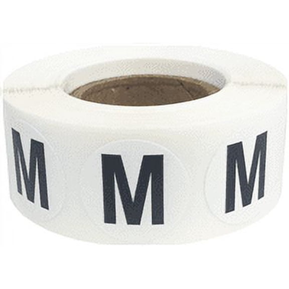 Letter M Inventory Labels 0.75 inch Round Circle Dots 500 Adhesive Stickers