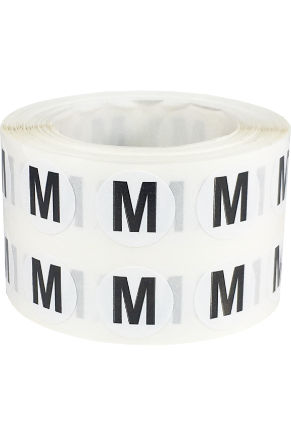 Letter M Inventory Labels .5 Inch Round Circle Dots 1,000 Adhesive Stickers