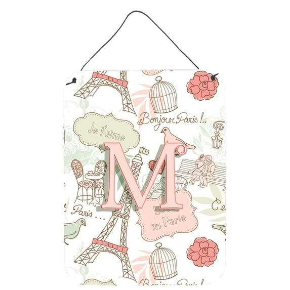 Letter M Love in Paris Pink Wall or Door Hanging Prints