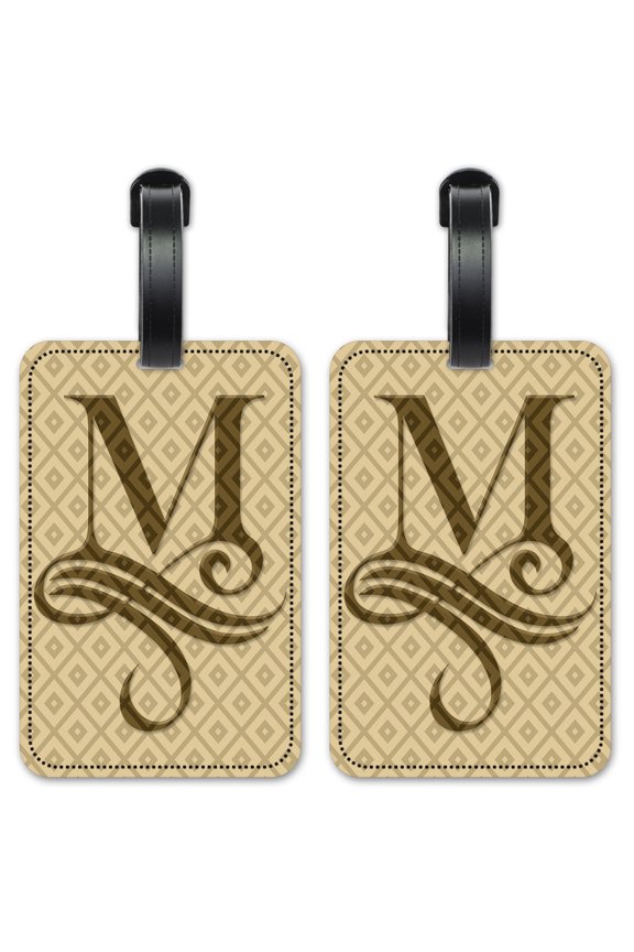 Letter "M" Monogram - Luggage ID Tags / Suitcase Identification Cards - Set of 2