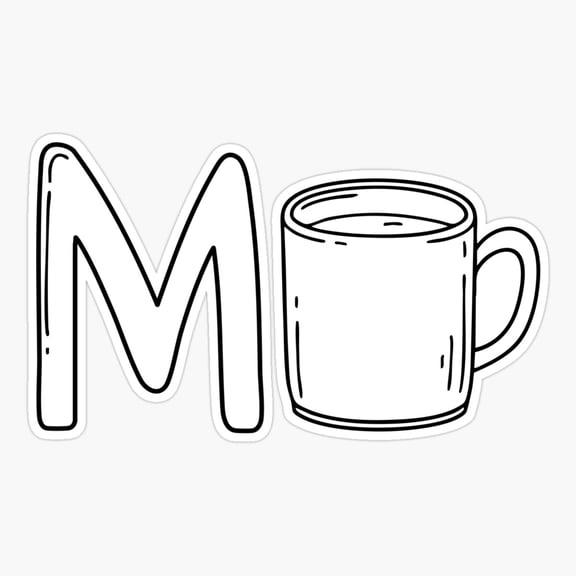 Letter M Mug Illustration Sticker