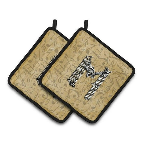 Letter M Musical Instrument Alphabet Pair of Pot Holders - 7.5 x 3 x 7.5 in.
