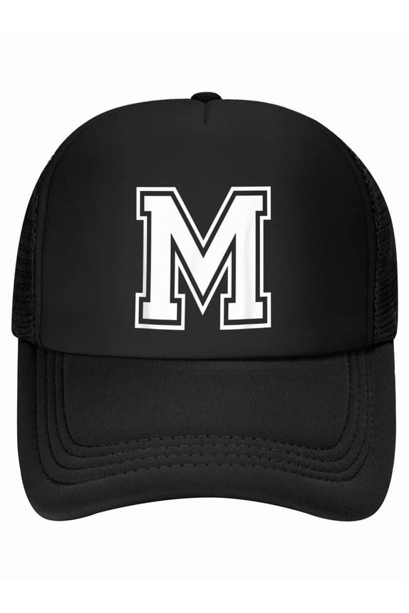 Letter M Name Initial Varsity Alphabet Monogram Baseball Cap