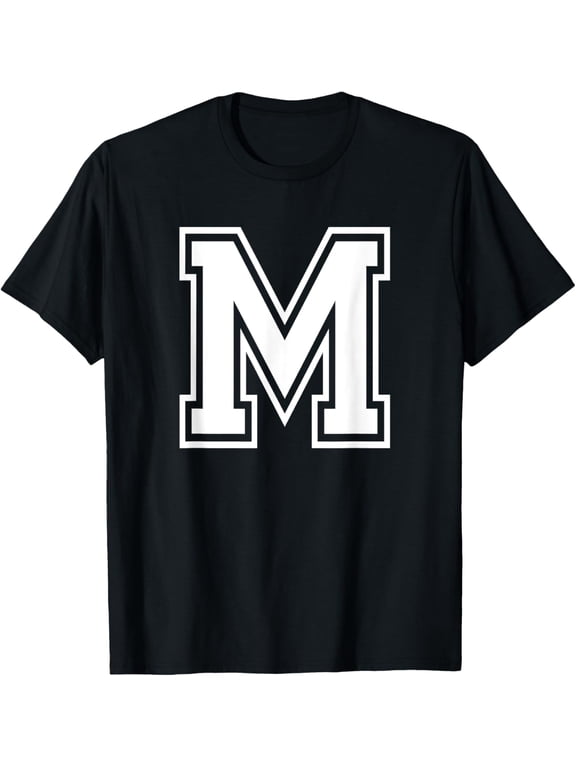 Letter M Name Initial Varsity Alphabet Monogram T-Shirt