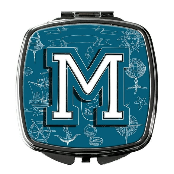 Letter M Sea Doodles Initial Alphabet Compact Mirror