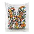 thumbnail image 1 of Letter M Soft Flannel Fleece Throw Blanket, Alphabet ABC Creative Typography Design with Sports Theme and Different Balls, Cozy Plush for Indoor and Outdoor Use, 70" x 90", Multicolor, by Ambesonne, 1 of 6