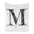 thumbnail image 1 of Letter M Soft Flannel Fleece Throw Blanket, Alphabet in Sketchy Stencil Art Style Hand Drawn Effect Funky Calligraphy, Cozy Plush for Indoor and Outdoor Use, 50" x 60", Black White, by Ambesonne, 1 of 6
