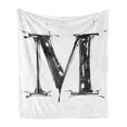 thumbnail image 1 of Letter M Soft Flannel Fleece Throw Blanket, Alphabet in Sketchy Stencil Art Style Hand Drawn Effect Funky Calligraphy, Cozy Plush for Indoor and Outdoor Use, 60" x 80", Black White, by Ambesonne, 1 of 5