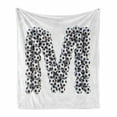 thumbnail image 1 of Letter M Soft Flannel Fleece Throw Blanket, Diagonal and Vertical Stack of Soccer Balls Alphabet Letter Design, Cozy Plush for Indoor and Outdoor Use, 50" x 60", White Charcoal Grey, by Ambesonne, 1 of 6