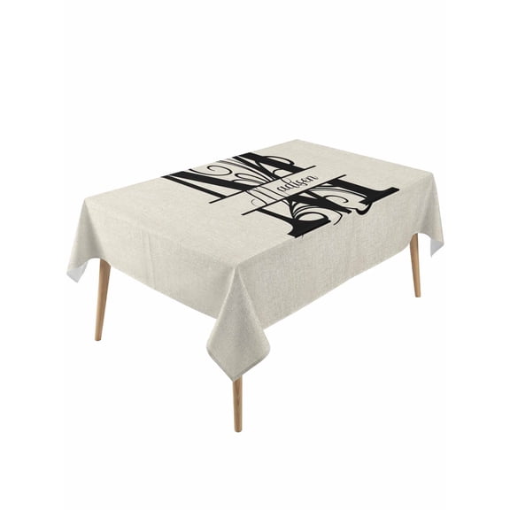 Letter M Table Cloth, Monogram Words Waterproof Tablecloth for Rectangle Tables, Reusable Washable Fabric Table Cover for Restaurant Kitchen Dining Tables 60"x120"